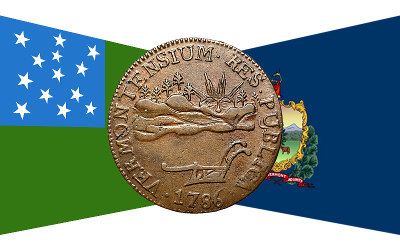 flags and coin of Vermont and the Republic of Vermont