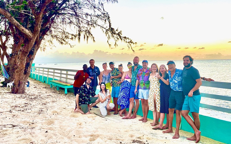Sunset group photo on the beach on Grand Turk Island