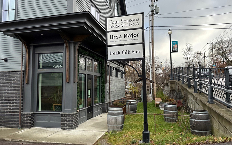 Freak Folk Bier occupies the ground floor of the Bell's Block commercial building at 28 Stowe Street in Waterbury. Photo by Lisa Scagliotti