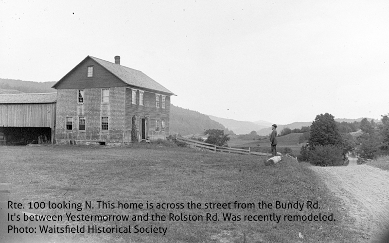 Rte. 100 looking N. This home is across the street from the Bundy Rd. It's between Yestermorrow and the Rolston Rd. Was recently remodeled. Photo: Waitsfield Historical Society