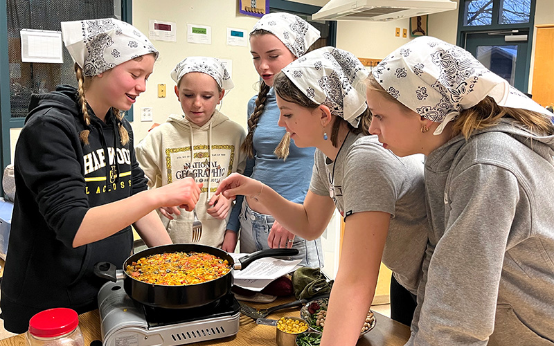 From left to right, Crossest Brook Middle School seventh and eighth graders Cora Binkerd, Willa Hudson, Franki Beto, Evelyn Andrus and Willow Thomas.