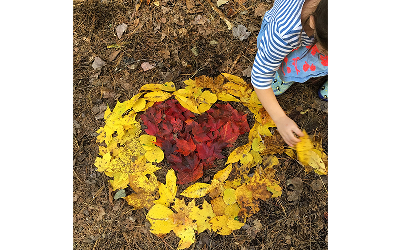 A student at Moretown Elementary School plays outdoors during one of Butler’s outdoor education sessions. Photo: Amy Butler.