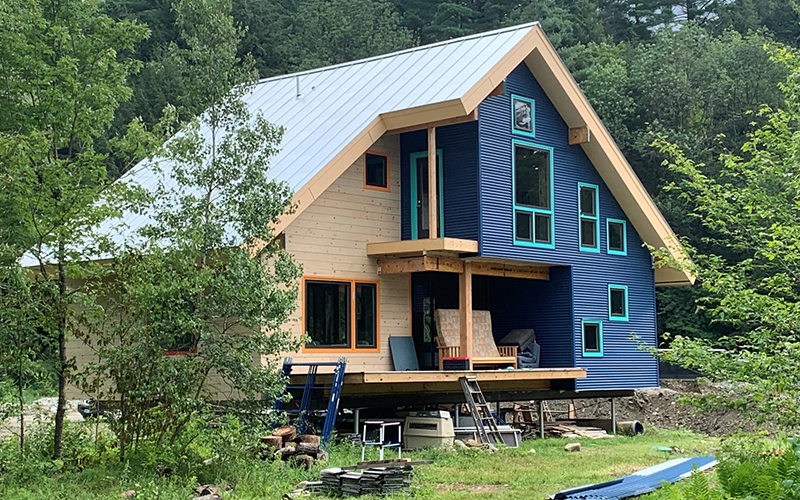 The home of Mac Rood’s daughter Allie and her partner Forrest was partially built in the Yestermorrow semester course, occupying one of the lots at the Waitsfield Ten.