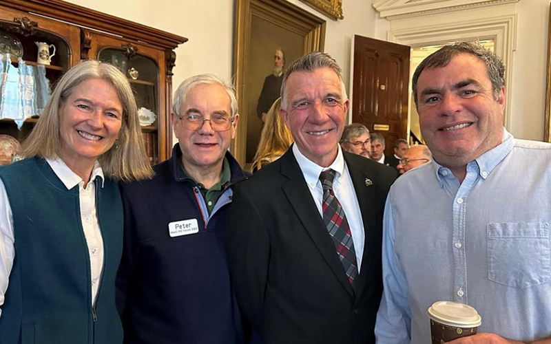 MRV representative Kari Dolan, Peter MacLaren, Vermont Governor Phil Scott, MRV Chamber president Eric Friedman at Tourism Economy Day at the Vermont State House