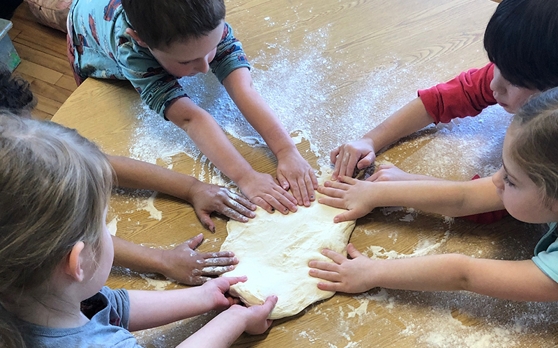 1)	Preschoolers play with dough at Spring Hill School photo credit: Spring Hill School