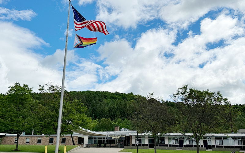 Harwood flag pole. Lisa Scagliotti, Waterbury Roundabout