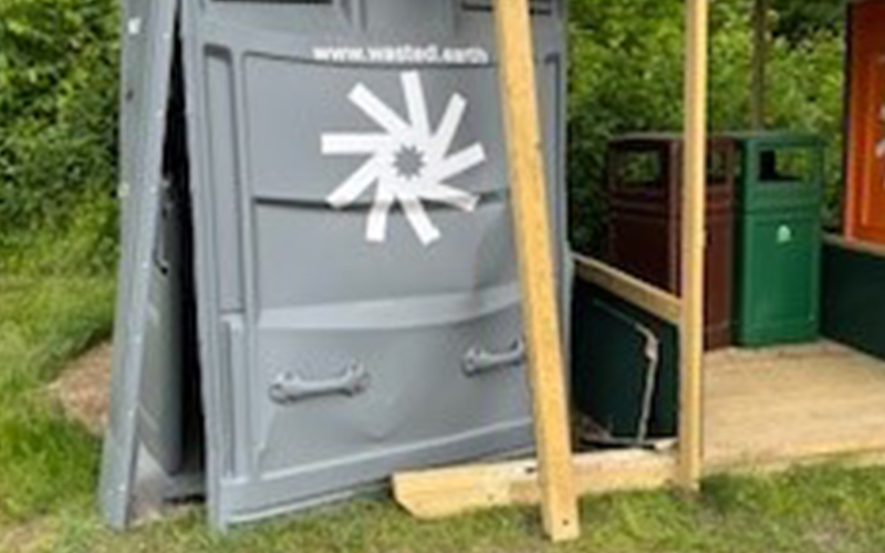 Some of the vandalism to a port-o-let in the Mad River Valley.