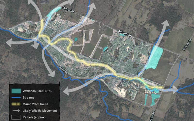 Map of Warren wildlife corridor conservation. 