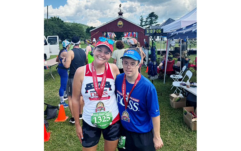 Jane and Daniel Chaplin after Daniel had completed a marathon in his 49th state. Photo courtesy Cherri Sherman