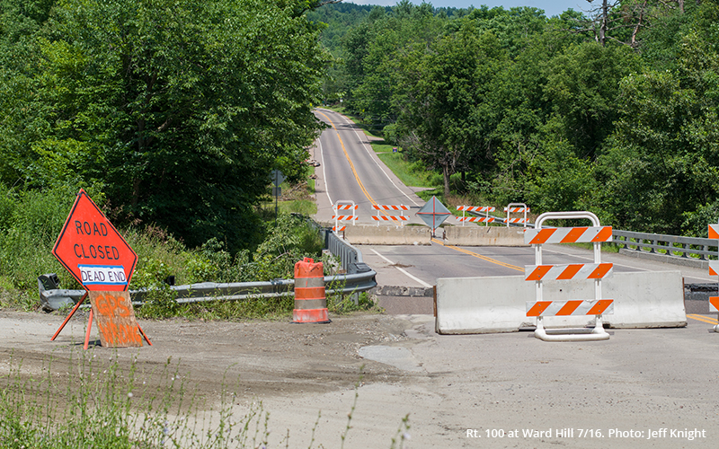 Route 100 Bridge at Ward Hill is still closed.