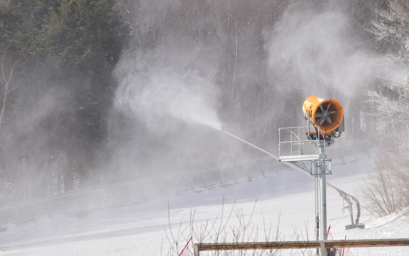 Snowmaking guns at Sugarbush Resort in Warren, Vermont. Photo: Jeff Knight