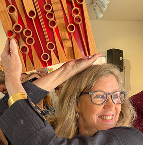 BethSchoellkopf shows off art by Joel Taplin