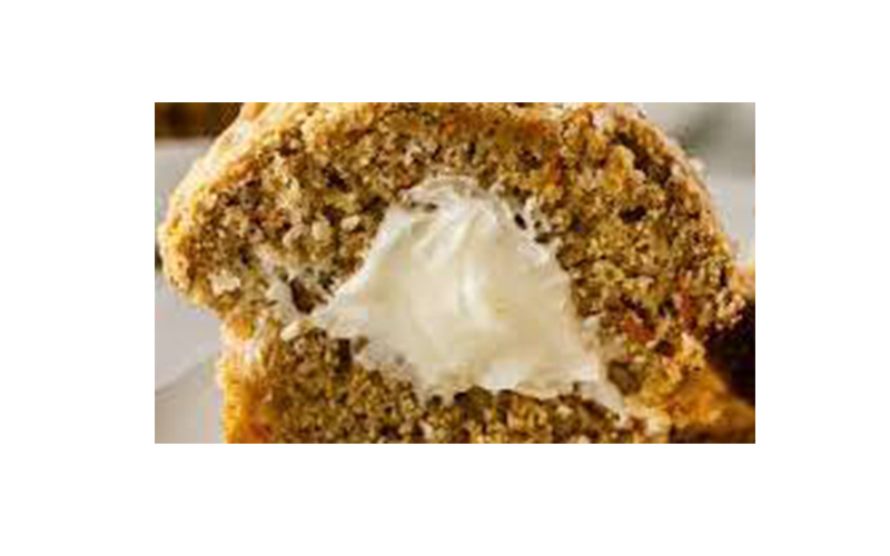 Carrot muffins with cream cheese centers