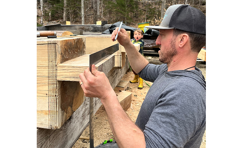Rhys and Taylor Corrigan  work on the new Warren pavilion