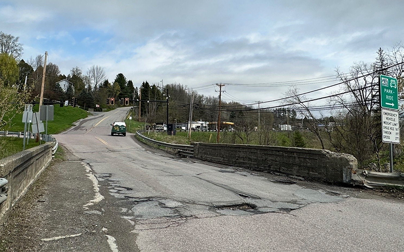The Stowe Street bridge sits just off Vermont Route 100 at Blush Hill Road. Photo by Lisa Scagliotti.