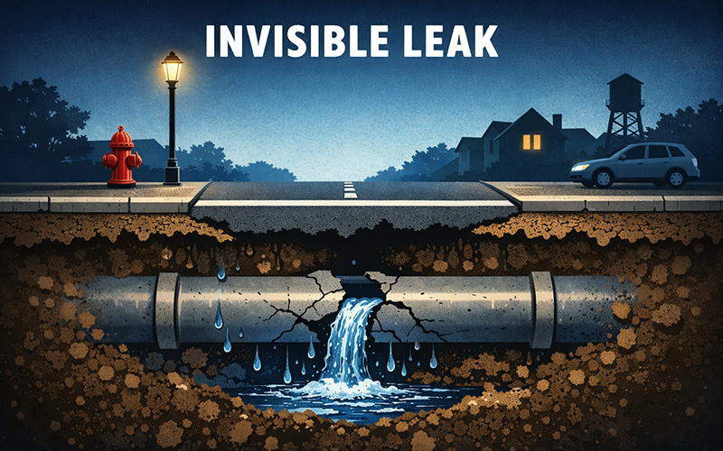 Leak detected in Waitsfield municipal water system.