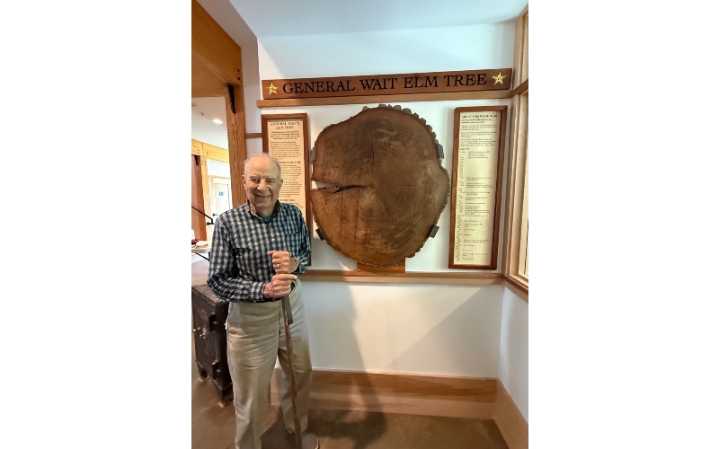 Leo Laferriere with General Wait’s Elm Tree. Photo by Bev Kehoe