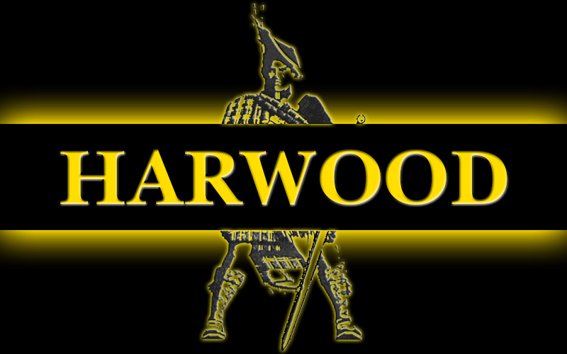 Black and gold Harwood Highlander logo