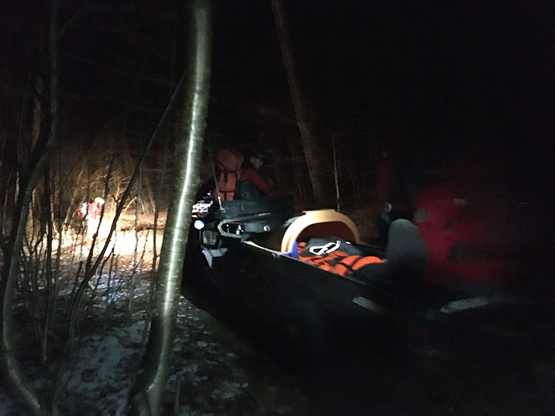 Shortly after 5 p.m., in full darkness, the evacuation began through a series of rope belays in the steep, rocky and icy conditions. Upon reaching an old logging road the hiker was transferred to an ATV and driven the rest of the way down the mountain.