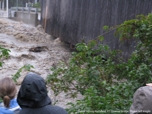 Flooding from Tropical Storm Irene at the Waitsfield Covered Bridge