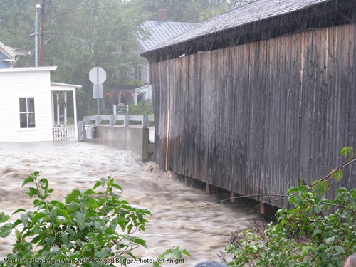 Flooding from Tropical Storm Irene at the Waitsfield Covered Bridge