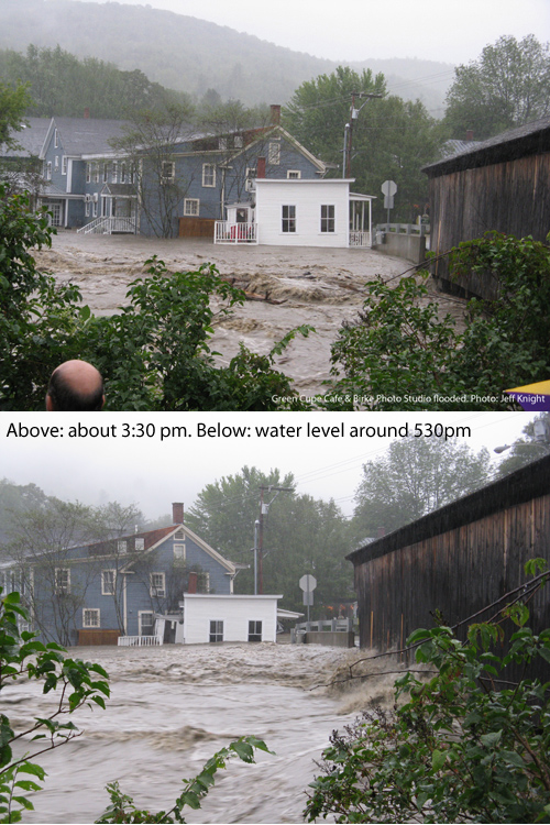 Flooding from Tropical Storm Irene at the Waitsfield Covered Bridge