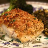 Caesar-crusted baked cod