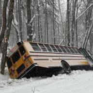 Storms cause school cancellation, and another leaves three busses off the road