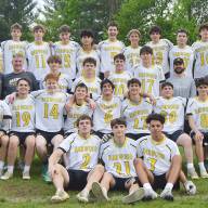 Eleven HU lacrosse players exit the field as seniors
